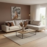 Divan këndi Luxury II pakoworld kënd i majtë pëlhurë krem-mokë 290x235x95cm