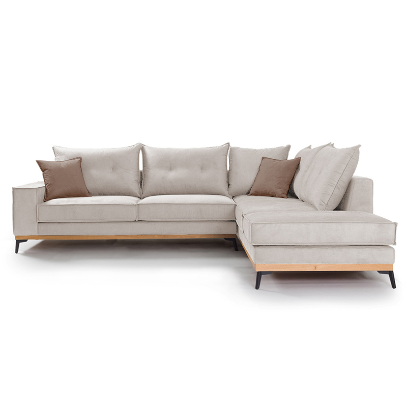 Divan këndi Luxury II pakoworld kënd i majtë pëlhurë krem-mokë 290x235x95cm