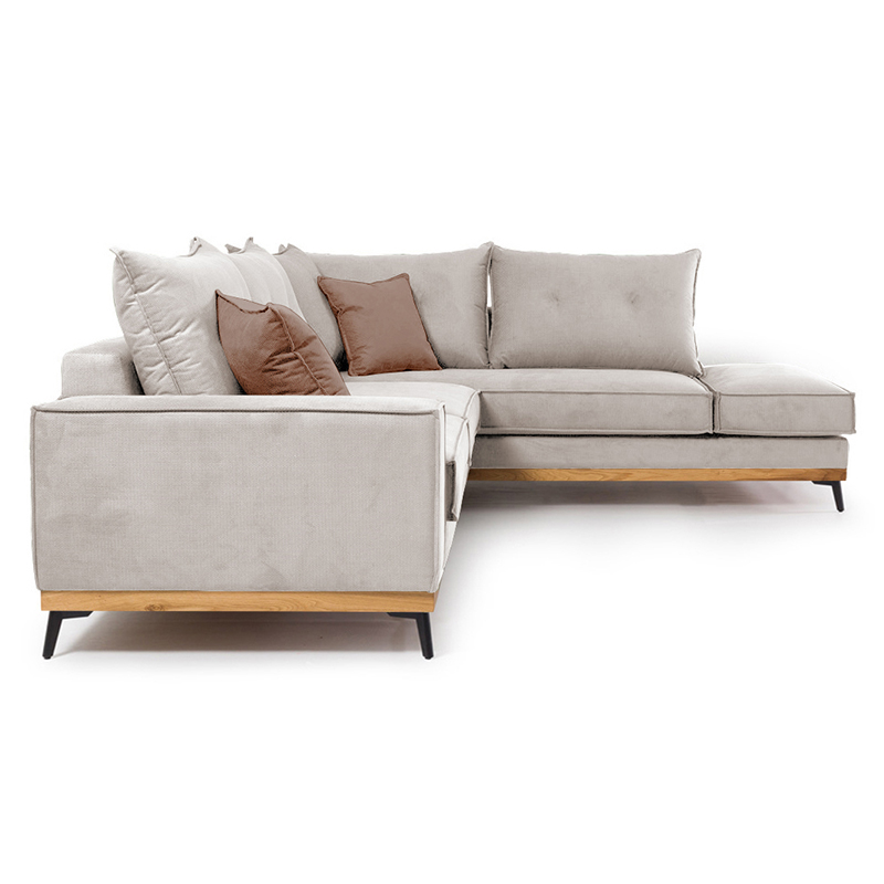 Divan këndi Luxury II pakoworld kënd i majtë pëlhurë krem-mokë 290x235x95cm