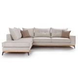 Divan këndi Luxury II pakoworld me kënd të djathtë me pëlhurë krem-mokë 290x235x95cm