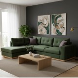 Divan këndi Boston pakoworld kënd i djathtë pëlhurë jeshile e errët-gri e errët 280x225x90cm