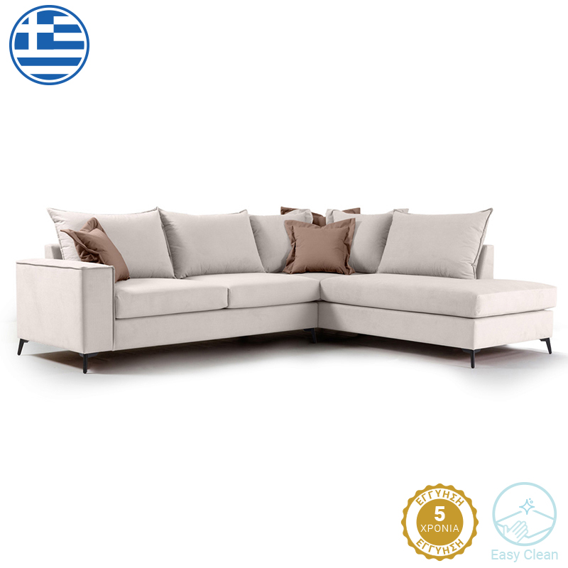 Divan këndi Romantic pakoworld kënd i majtë pëlhurë krem-mocha 290x235x95cm