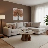 Divan këndi Romantic pakoworld kënd i majtë pëlhurë krem-mocha 290x235x95cm