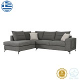 Divan këndi i djathtë Montana pakoworld pëlhurë gri-jastëkë gri të çelur 275x215x93cm