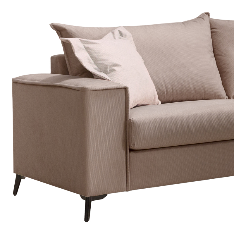 Verona pakoworld divan 3-vendësh pëlhurë moka me jastëkë krem 225x93x100cm