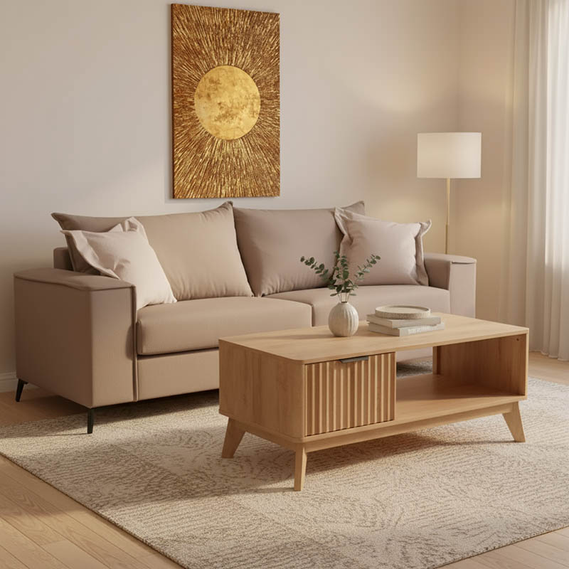 Verona pakoworld divan 3-vendësh pëlhurë moka me jastëkë krem 225x93x100cm