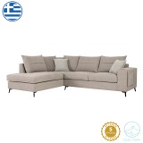 Divan këndi i djathtë Montana pakoworld stof gri-bezhë-jastëkë gri të çelur 275x215x93cm