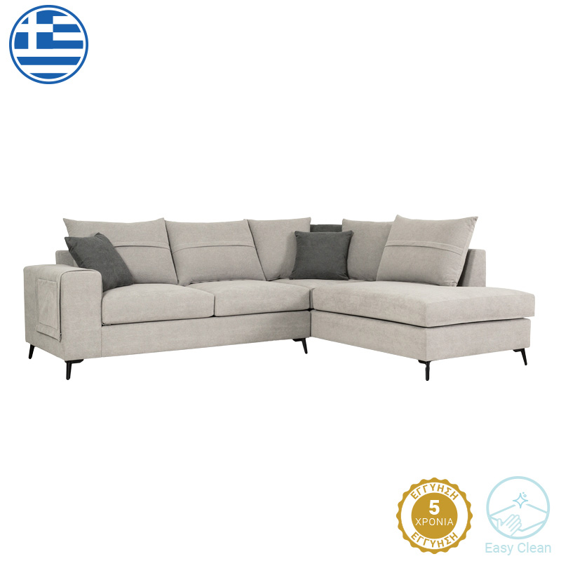 Divan këndor i majtë Montana pakoworld copë gri e çelur-jastëkë gri 275x215x93cm