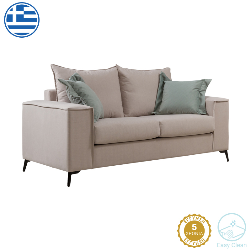 Divan 2-vendësh Verona pakoworld pëlhurë krem me jastëkë mente 173x93x100cm