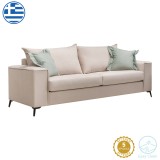 Divan 3-vendësh Verona pakoworld pëlhurë krem me jastëkë mente 225x93x100cm