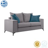 Divan 2-vendësh Verona pakoworld pëlhurë gri e çelur me jastëkë blu 173x93x100cm