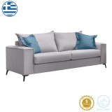 Divan 3-vendësh Verona pakoworld pëlhurë gri e çelur me jastëkë blu 225x93x100cm