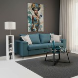Divan 3-vendësh Verona pakoworld pëlhurë blu me jastëkë gri të çelur 225x93x100cm