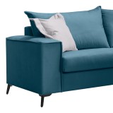 Divan 3-vendësh Verona pakoworld pëlhurë blu me jastëkë gri të çelur 225x93x100cm