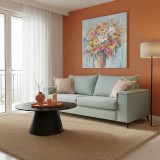 Divan 3-vendësh Verona pakoworld pëlhurë mente me jastëkë krem 225x93x100cm