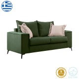 Divan 2-vendesh Verona pakoworld pëlhurë jeshile e errët me jastëkë krem 173x93x100cm