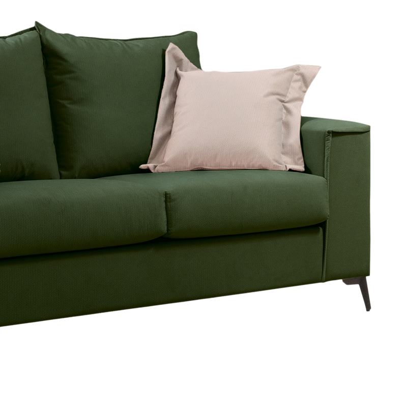 Divan 2-vendesh Verona pakoworld pëlhurë jeshile e errët me jastëkë krem 173x93x100cm