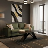 Divan 3-vendesh Verona pakoworld pëlhurë jeshile e errët me jastëkë krem 225x93x100cm