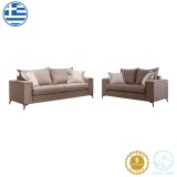 Set divanesh Verona pakoworld 2 copë pëlhurë moka me jastëkë në ngjyrë krem
