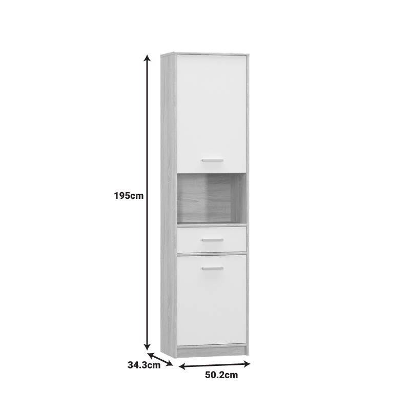 Garderobë kolone Letto pakoworld në nuancë lisi - e bardhë mat 50.2x34.3x195cm