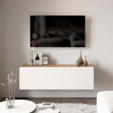 Njësi TV muri Serit pakoworld në ngjyrë të bardhë-lisi 100x31,5x29,5cm
