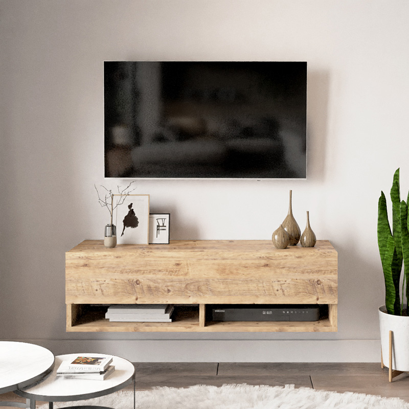 Njësi TV muri Roscoe pakoworld në ngjyrë lisi 100x31,5x29,5cm
