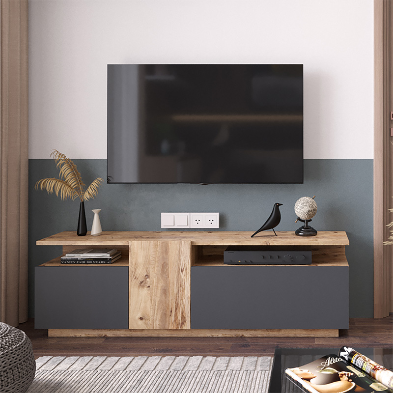 Mbajtëse TV Elana pakoworld SONOMA-antracit 150x29.5x46.3cm