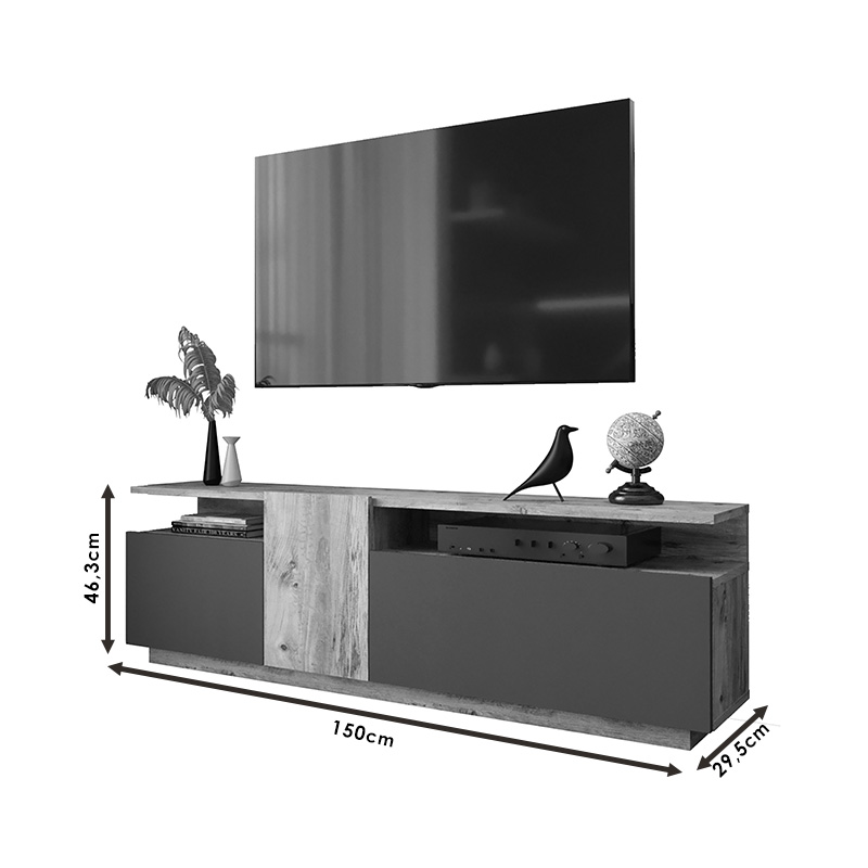 Mbajtëse TV Elana pakoworld SONOMA-antracit 150x29.5x46.3cm