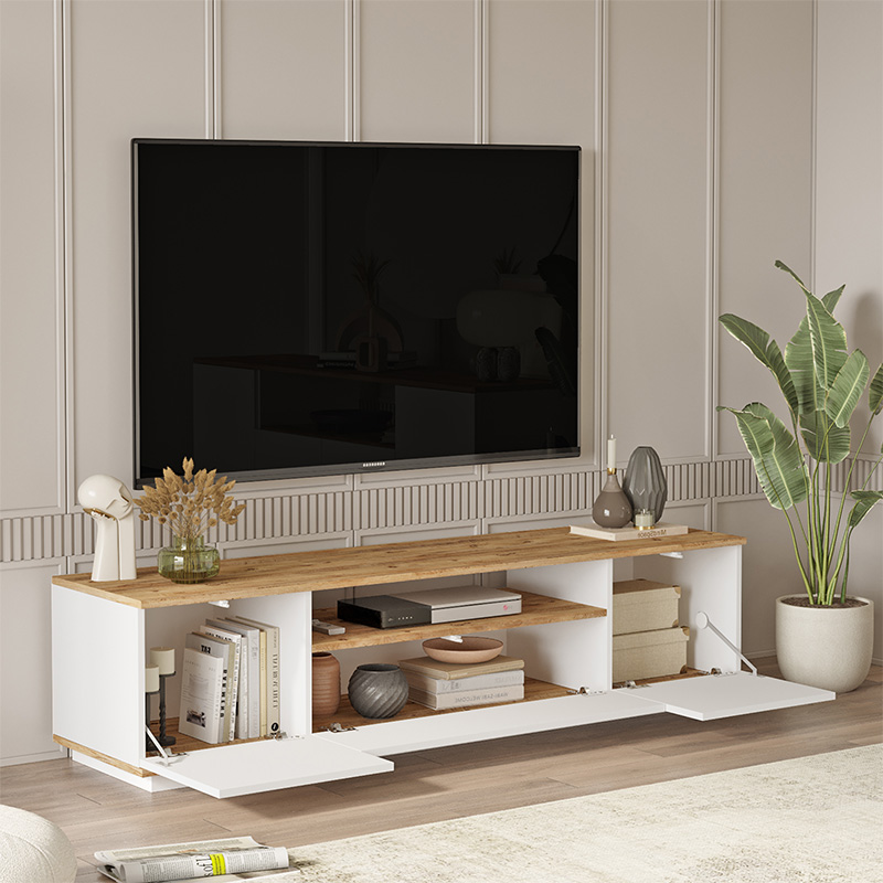 Kabinet TV Soren pakoworld sonoma-e bardhë 180x.44.5x44.6cm