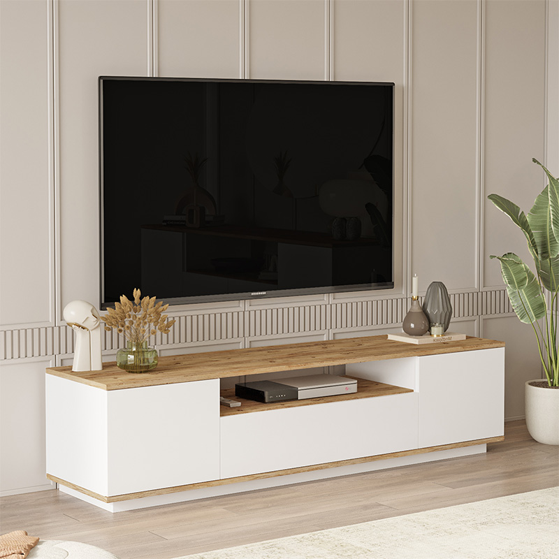 Kabinet TV Soren pakoworld sonoma-e bardhë 180x.44.5x44.6cm