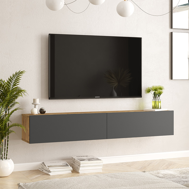 Njësi TV muri Dello pakoworld ngjyrë antracit-SONOMA 180x31.6x29.6cm