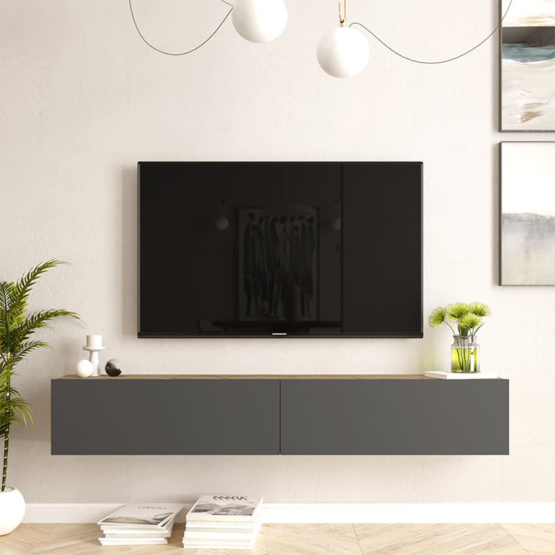 Njësi TV muri Dello pakoworld ngjyrë antracit-SONOMA 180x31.6x29.6cm