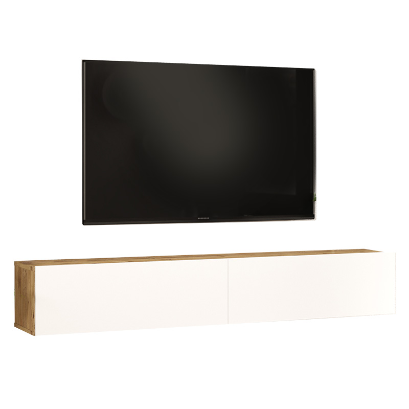 Njësi TV muri Dello pakoworld ngjyrë e bardhë-lisi 180x31.6x29.6cm