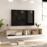 Njësi TV muri Dello pakoworld ngjyrë e bardhë-lisi 180x31.6x29.6cm