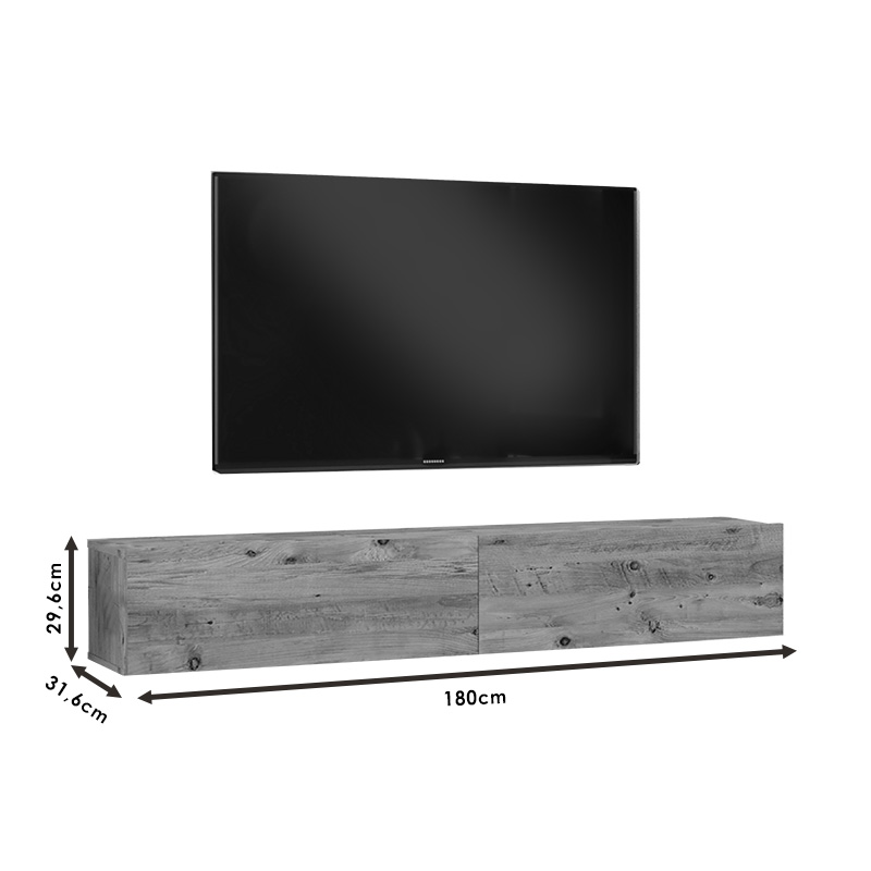 Njësi TV muri Dello pakoworld ngjyrë e bardhë-lisi 180x31.6x29.6cm