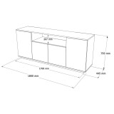 Bufe Placefol pakoworld melamine e bardhë-natyrale 180x44.5x75cm