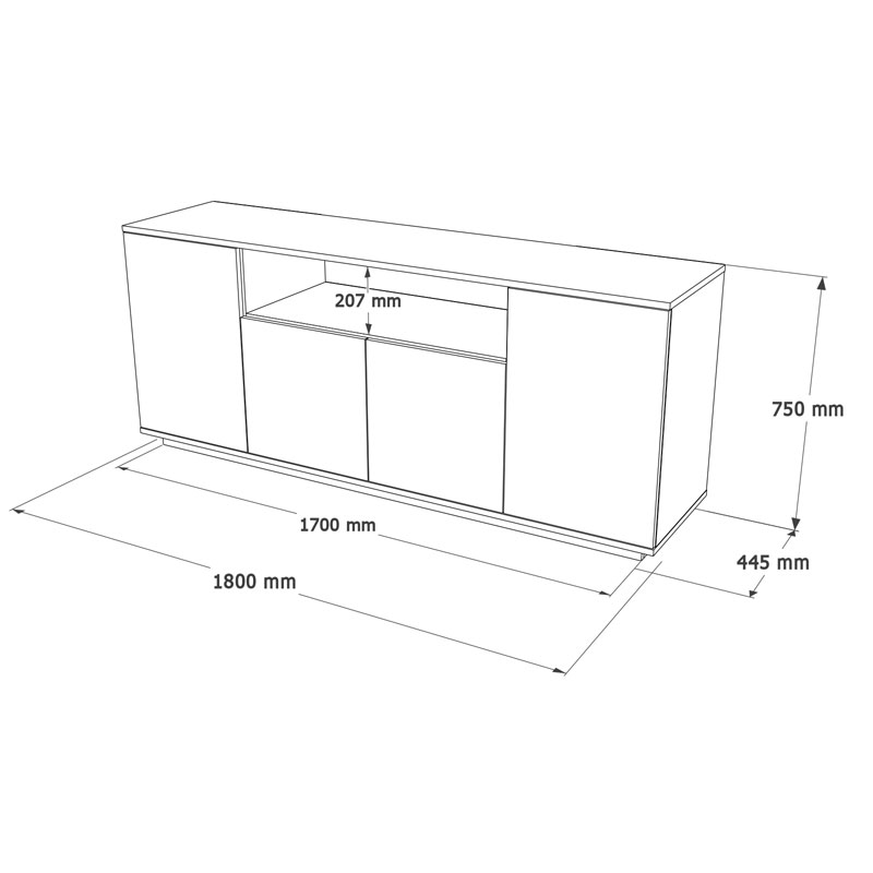 Bufe Placefol pakoworld melamine e bardhë-natyrale 180x44.5x75cm