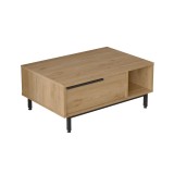 Tavolinë kafeje Frixton pakoworld melamine natyrale-e zezë 90x60x37.5cm