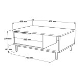 Tavolinë kafeje Frixton pakoworld melamine natyrale-e zezë 90x60x37.5cm