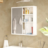 Kabinet banjoje Bagno pakoworld me pasqyrë në nuancë të bardhë 60x14.5x63.6cm