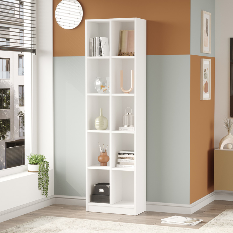 Librari Oteca me 10 rafte pakoworld në nuancë të bardhë 51.1x25.4x180cm