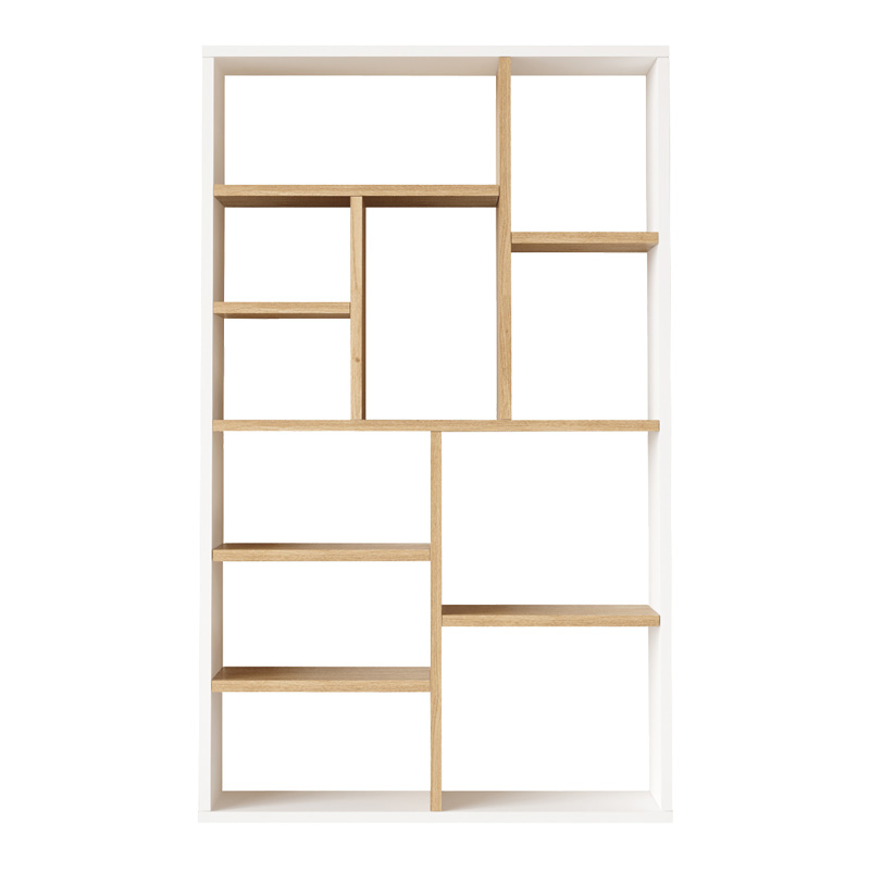 Bibliotekë Boteca 10-vendëshe pakoworld në nuancë lisi-bardhë 75x22x123.6cm
