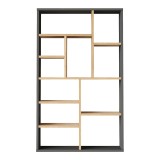Bibliotekë Boteca me 10 vende pakoworld në nuancë lisi-antracit 75x22x123.6cm