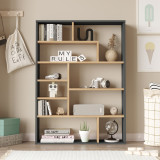 Bibliotekë Decora pakoworld në nuancë natyrale-antracit 90x22x123.6cm