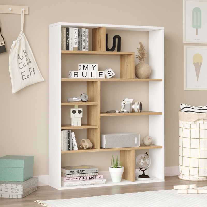 Raft librash Decora pakoworld në lis-nuancë e bardhë 90x22x123.6cm