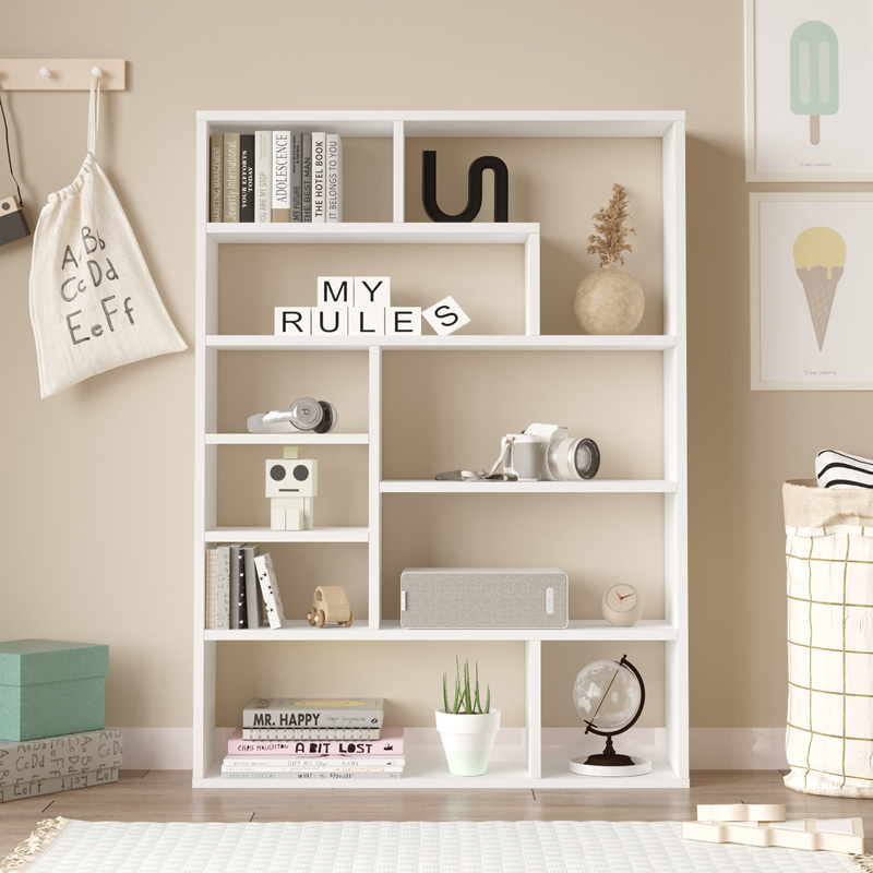 Bibliotekë Decora pakoworld në nuancë të bardhë 90x22x123.6cm