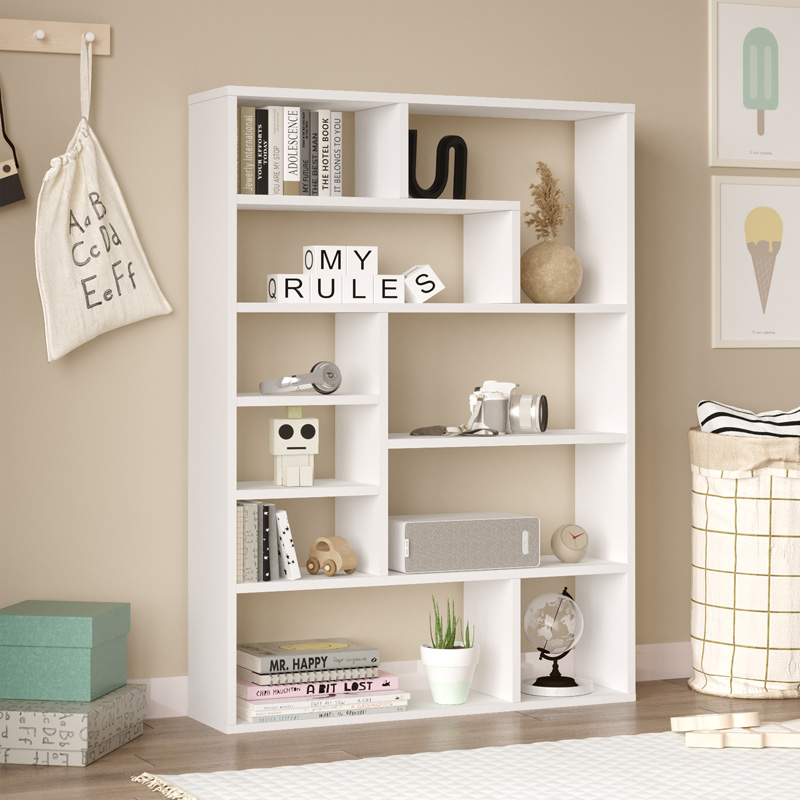 Bibliotekë Decora pakoworld në nuancë të bardhë 90x22x123.6cm