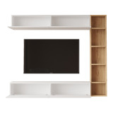 Set dhome ndenjeje Compo i montuar në mur pakoworld në nuancë lis-e bardhë 169.10x25,8x143.5cm