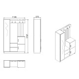 Mobilje hyrje Saron me pasqyrë pakoworld në nuancë lisi-antracit 113,6x37,5x180cm