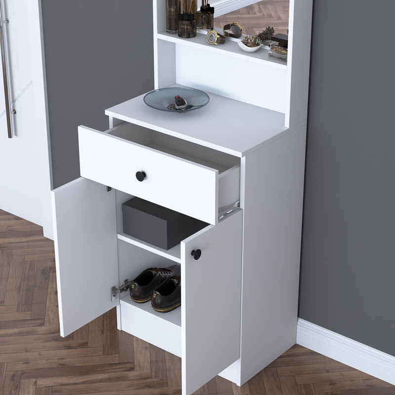 Mobilje hyrjeje Rockder pakoworld melamine e bardhë 60x35.5x182.8cm